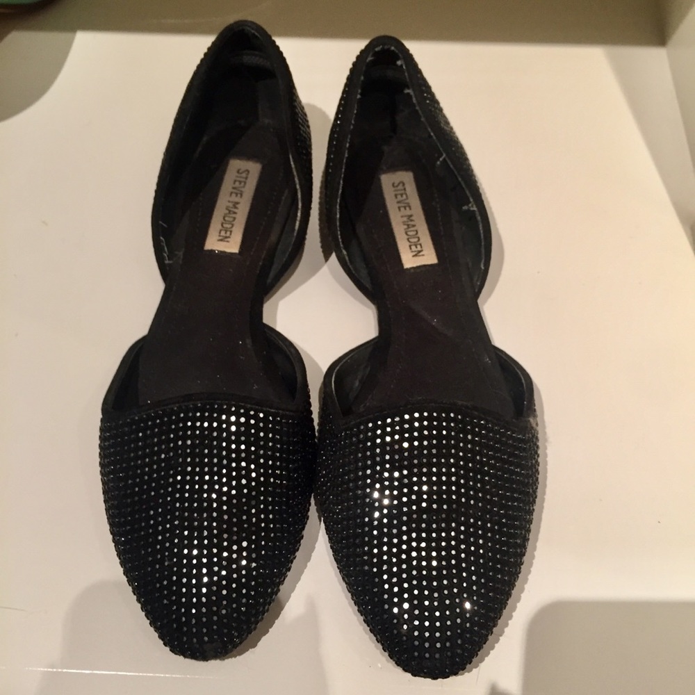 Steve Madden Black D’Orsay Jeweled Flats